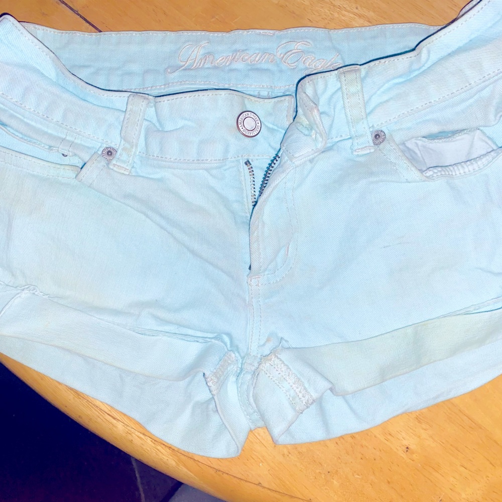 Real / light blue jean shorts (not regular jean color)